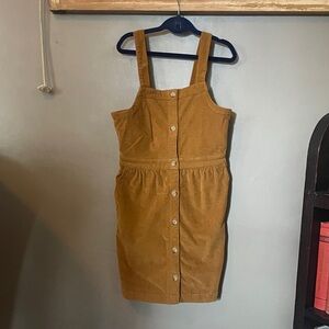 Cute Girls Tan Corduroy Button-Down Dress